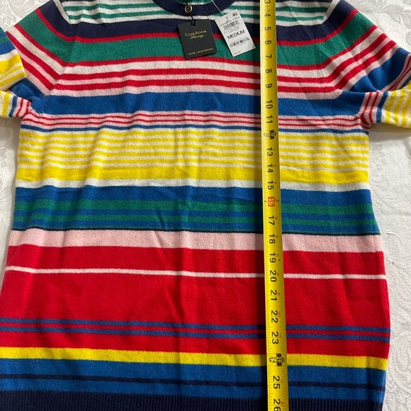 Club Room Men's Size Medium Rainbow Stripe 100% Cashmere Crew-Neck Sweater NWT - Picture 6 of 7